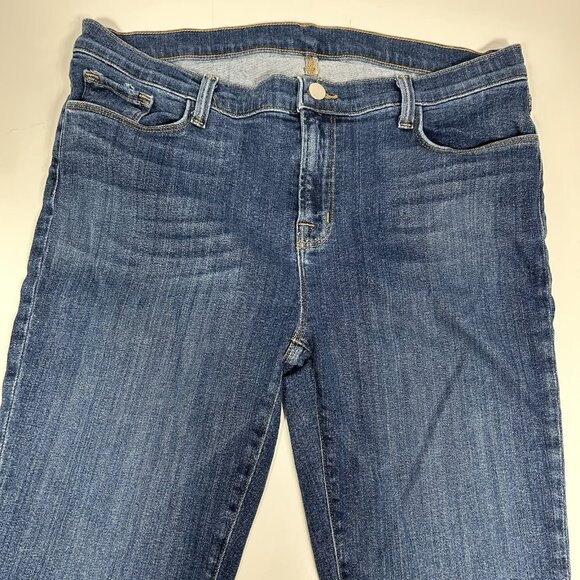 J Brand Women Skinny Leg Fray Denim Jeans Blue Medium Wash Mid Rise Stretch  32 - Picture 3 of 9